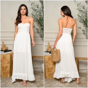 # 14 WHITE SLEEVELESS LACE DETAILED MAXI DRESS